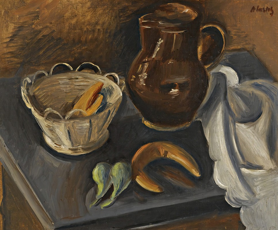 Still Life With White Basket by Alfréd Justitz — digital art print download