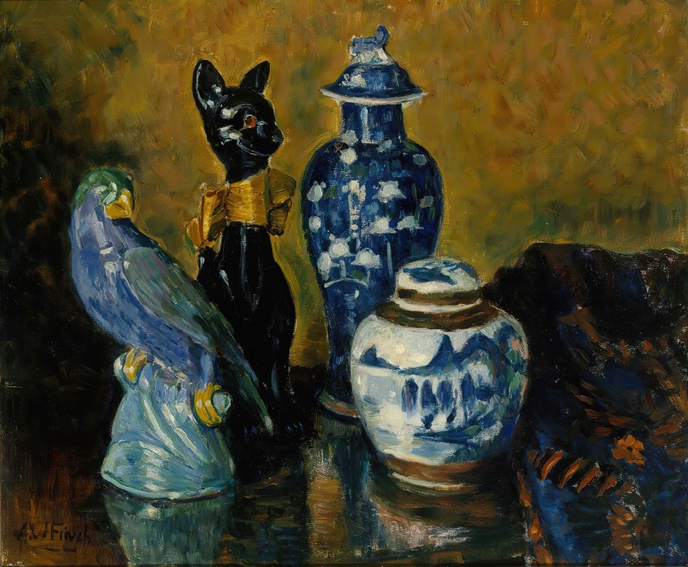 Still Life with Blue Figurines by Альфред Уильям Финч — digital art print download