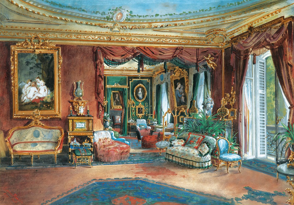 View of an interior (1867 (2)) by Emma Roberts — digital art print download
