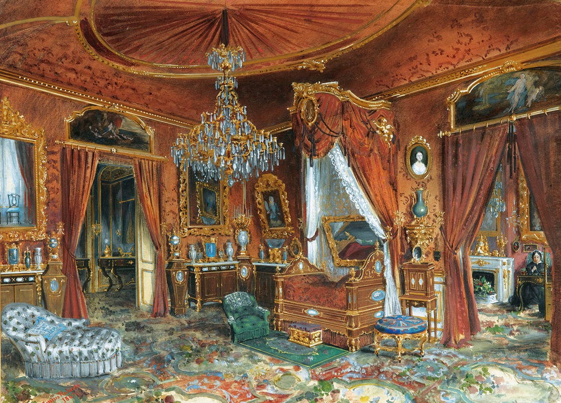 View of an interior by Emma Roberts, 1867 — digital art print download