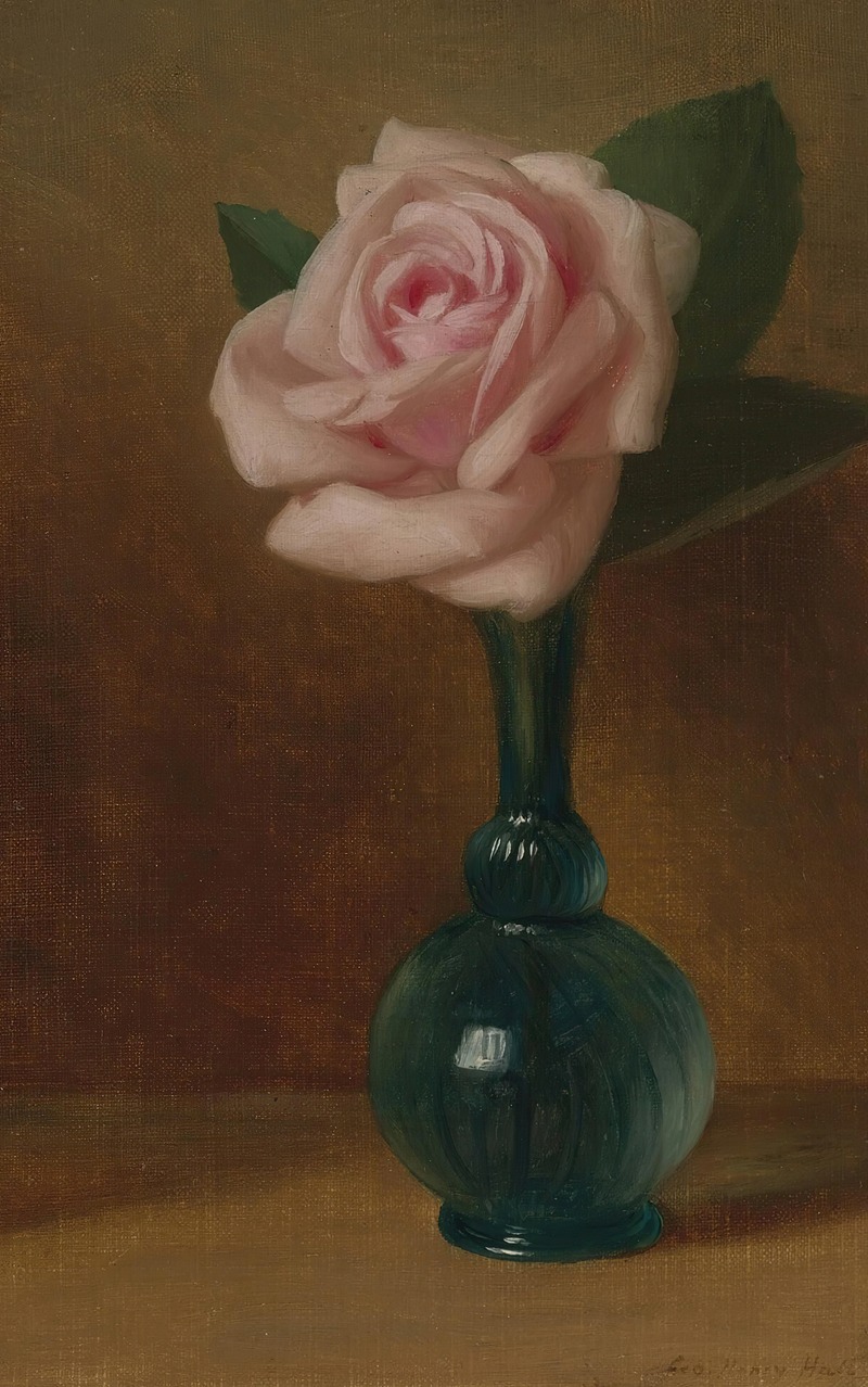 Pink Rose In A Green Vas by Джордж Генри Холл — digital art print download