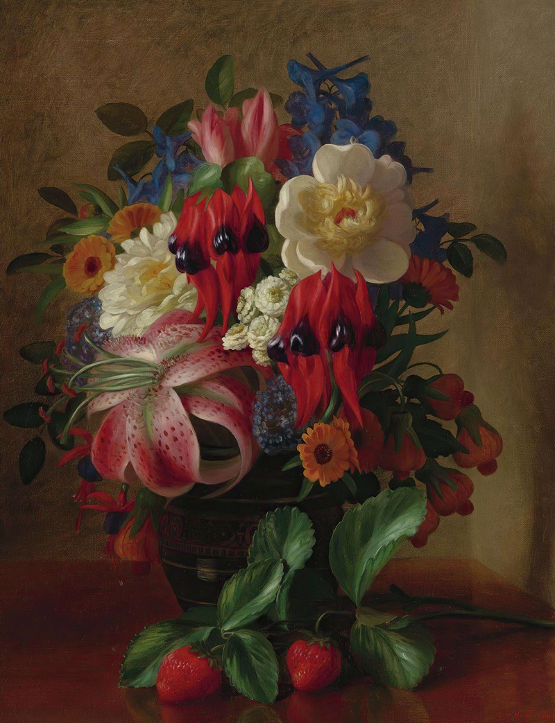 Still Life With Flowers And Strawberries — George Henry Hall