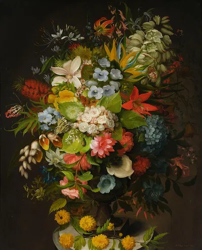 Bouquet of flowers in a vase by Henryka Beyer, 1827 — digital art print download