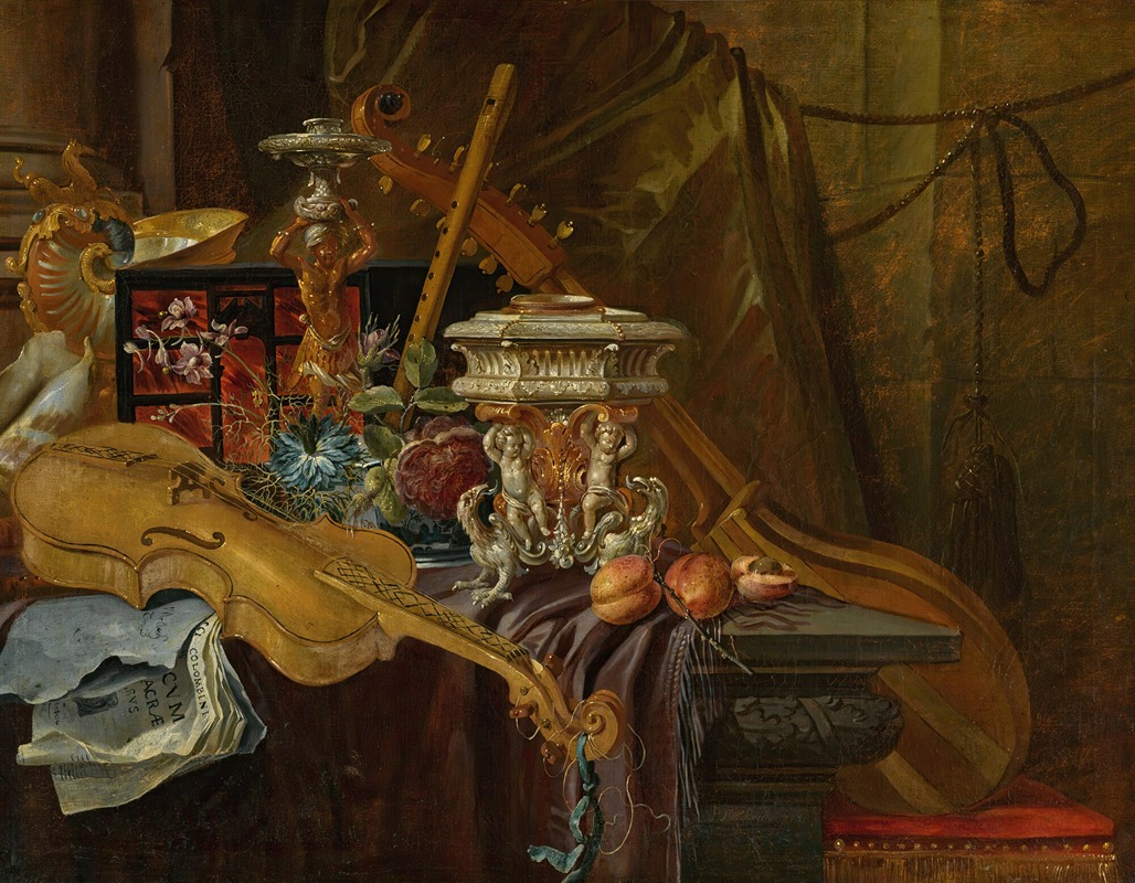 Still Life With Musical Instruments by Jean-Baptiste van Moerkercke — digital art print download
