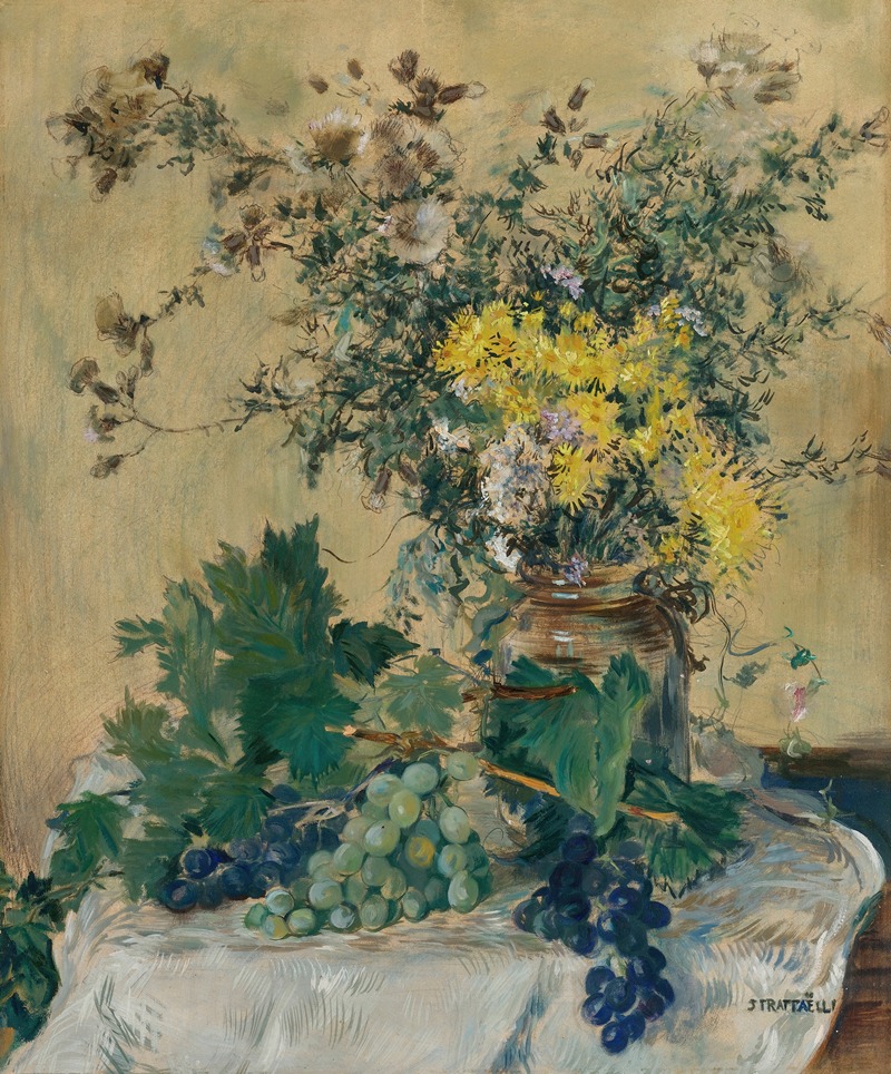 Nature Morte Aux Fleurs Et Aux Raisins — Jean François Raffaëlli