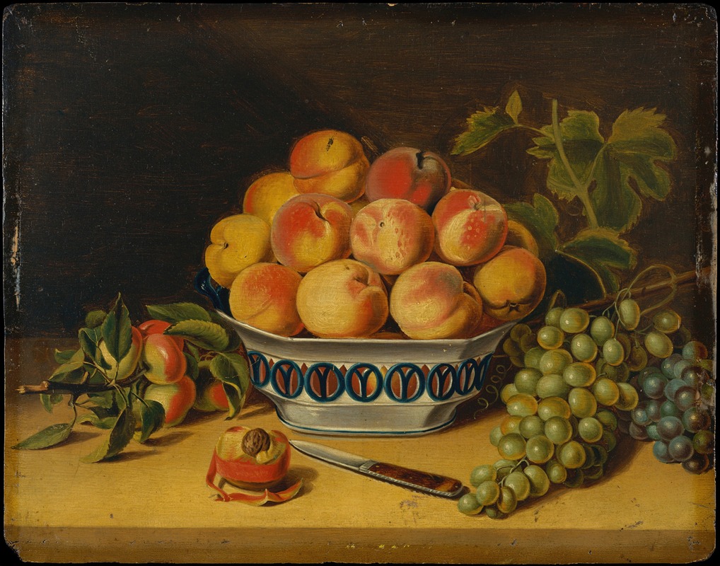 Still Life; Peaches and Grapes — John A. Woodside