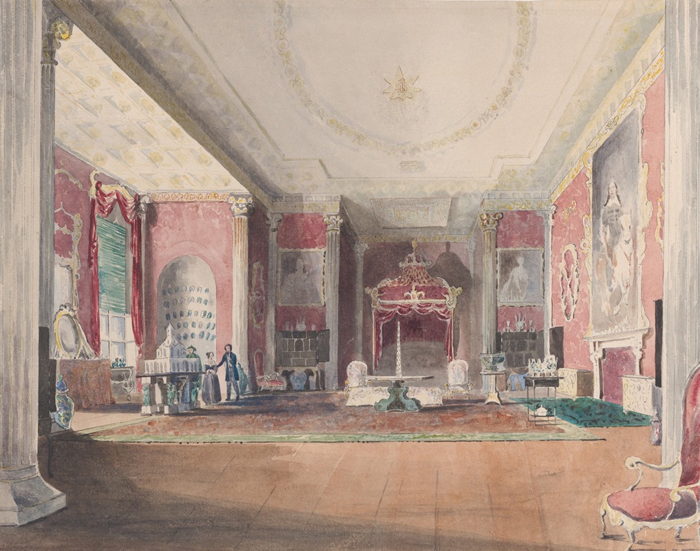 The State Bed Chamber, Stowe Buckinghamshire — Joseph Nash