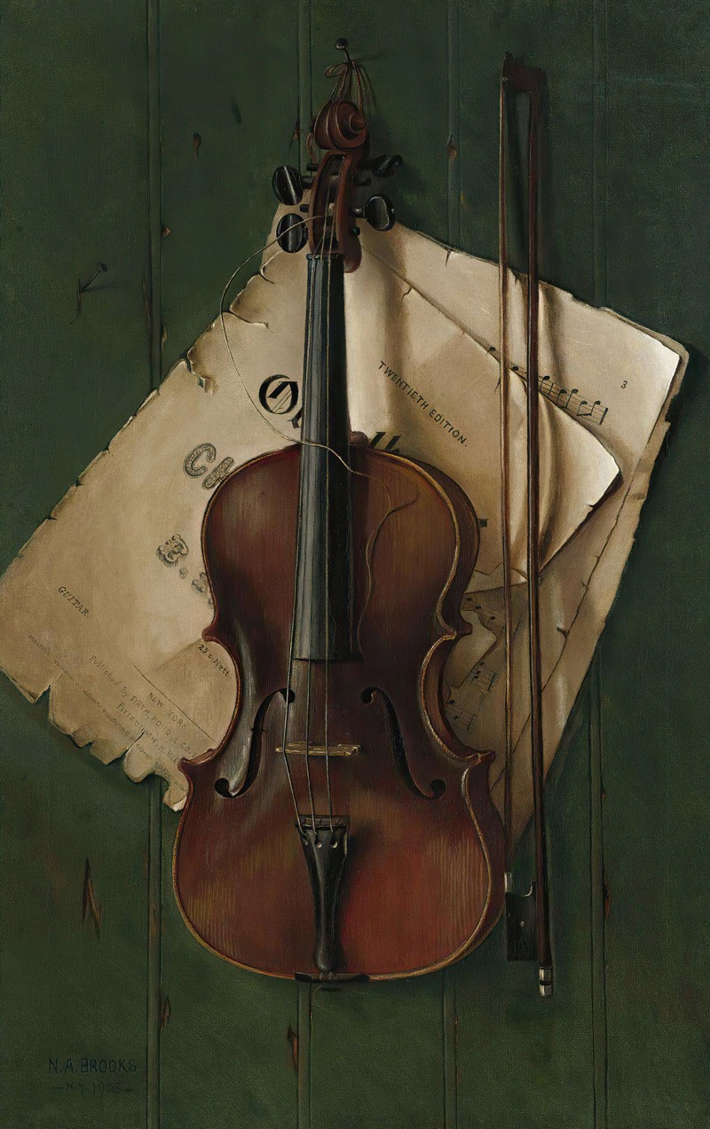 Still Life With Violin, Bow And Sheet Music — Nicholas Alden Brooks
