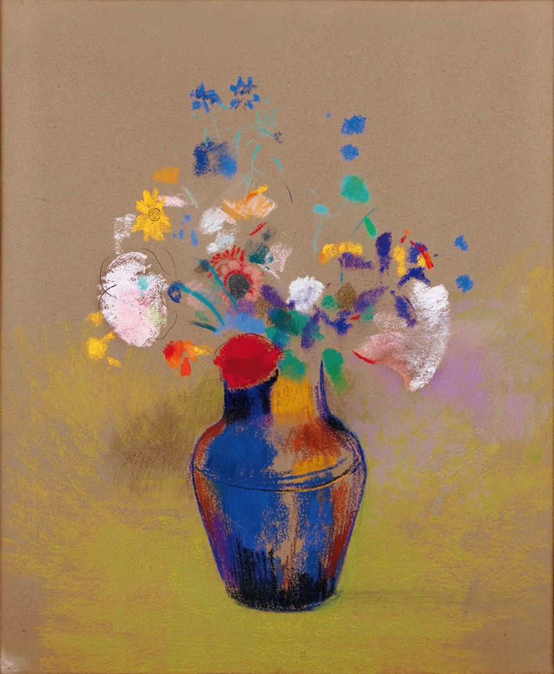 Fleurs Sur Fond Gris by Одилон Редон, 1916 — digital art print download