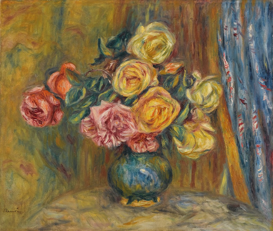Les Roses Au Rideau Bleu — Пьер-Огюст Ренуар