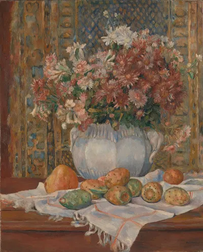 Still Life with Flowers and Prickly Pears by Пьер-Огюст Ренуар — digital art print download