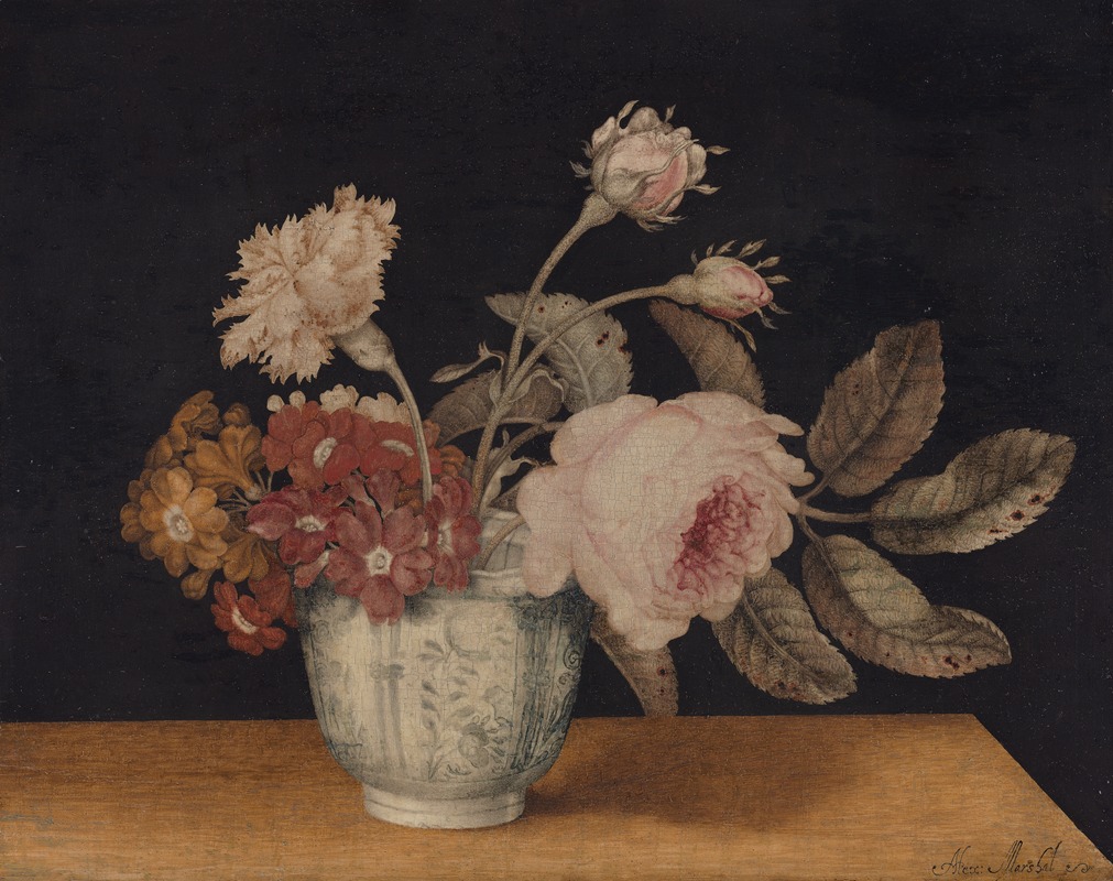 Flowers in a Delft Jar by Alexander Marshal, 1663 — digital art print download