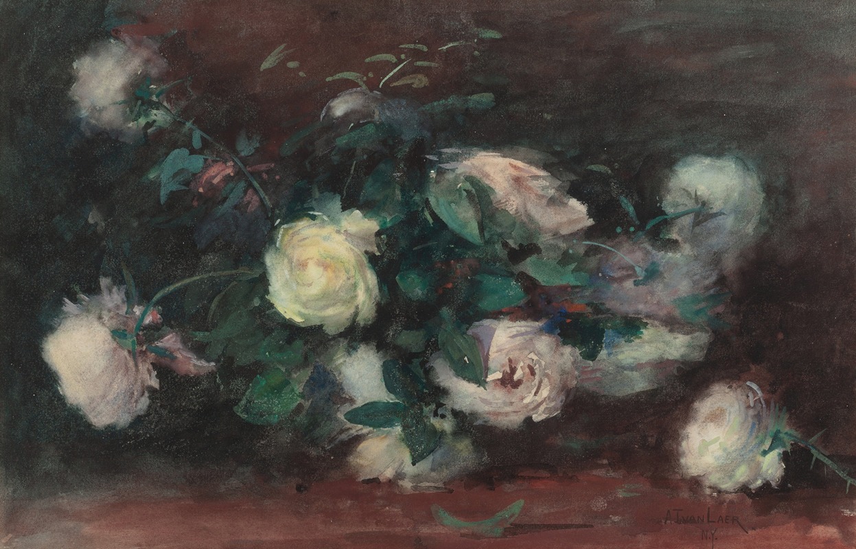 Still Life with White Roses by Александр Теобальд Ван Лаер — digital art print download