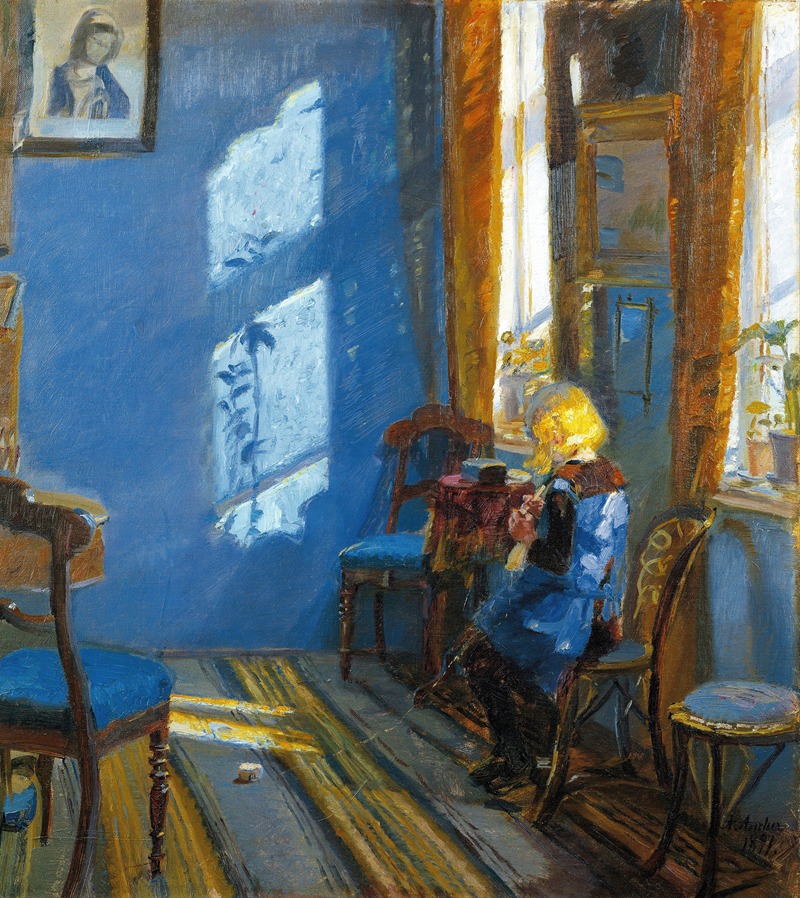 Sunlight in the Blue Room by Anna Archer, 1891 — digital art print download