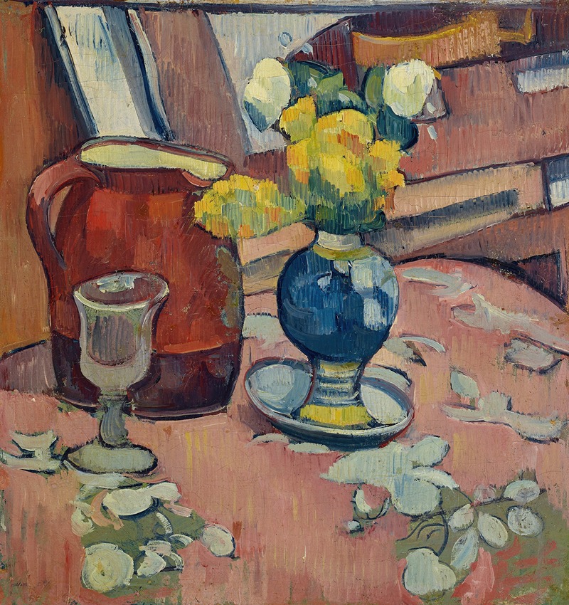 Nature morte (Vase de fleurs, pichet et verre) — Emile Bernard