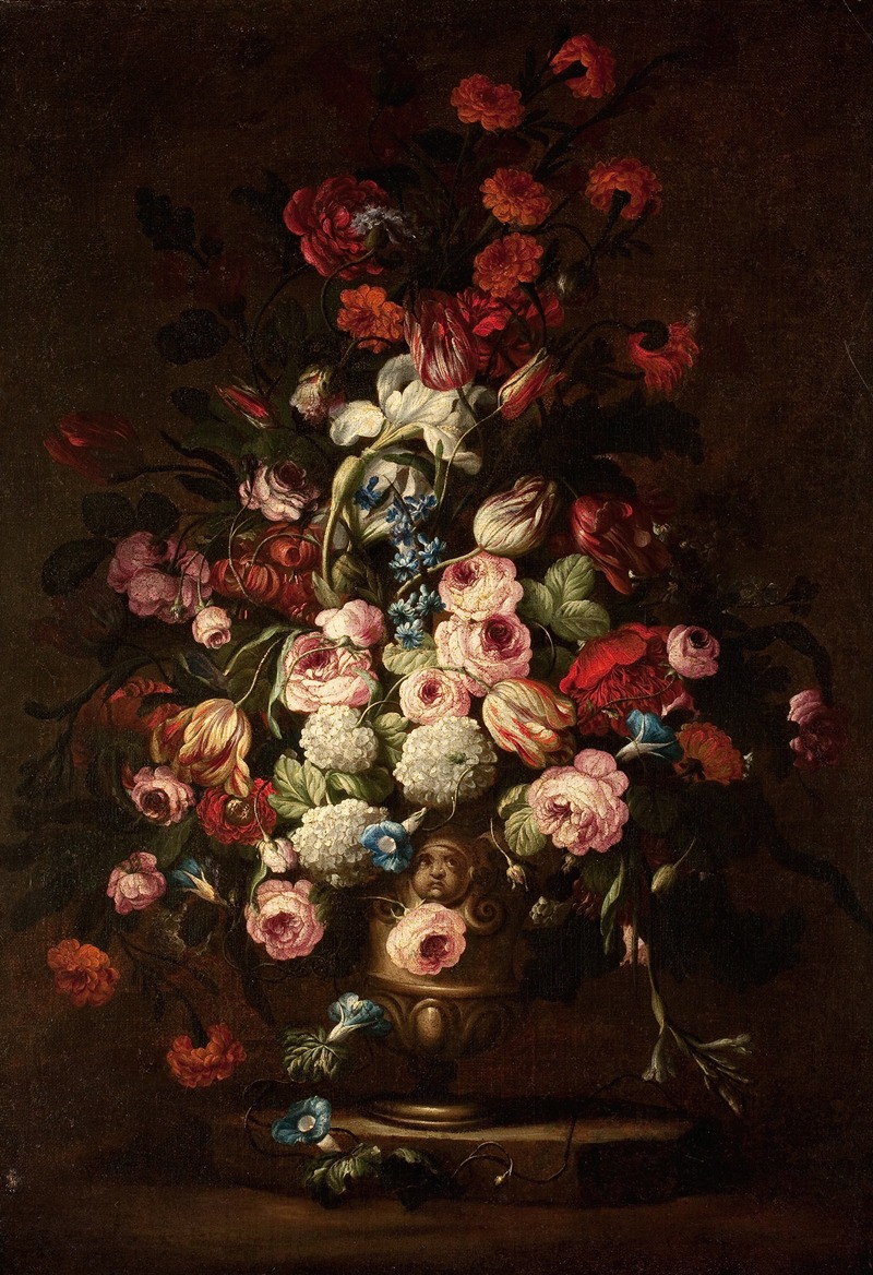Elaborate Floral Bouquet in Footed Vase — School of Bartolomeo Bimbi