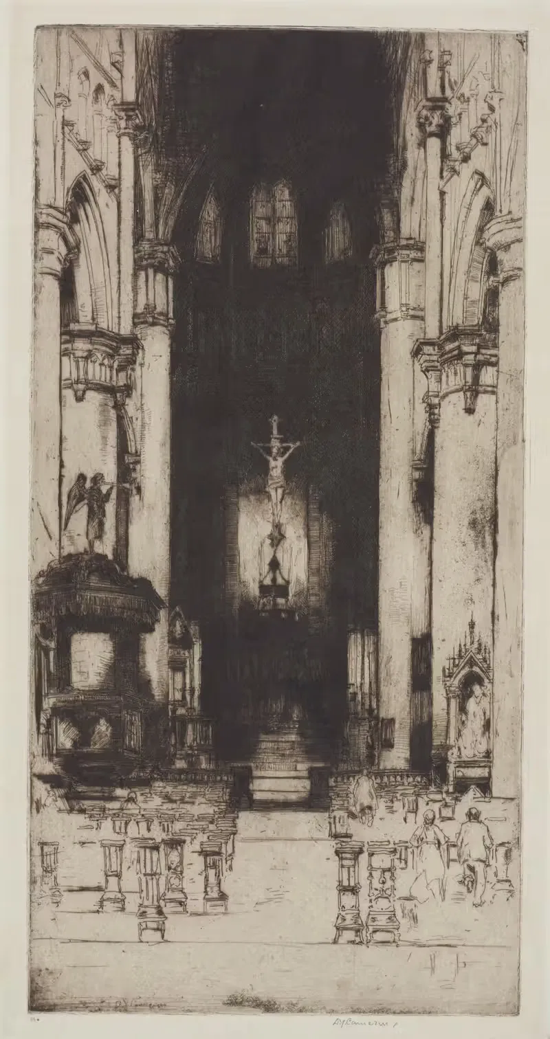 Notre Dame, Dinant by David Young Cameron, 1907 — digital art print download