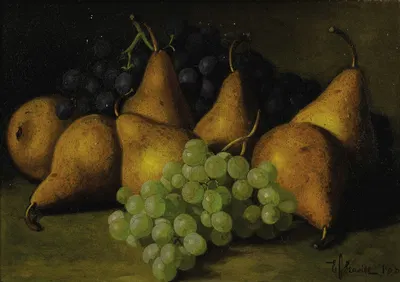 Still Life with Grapes and Yellow Pears by Edward Chalmers Leavitt, 1884 — digital art print download