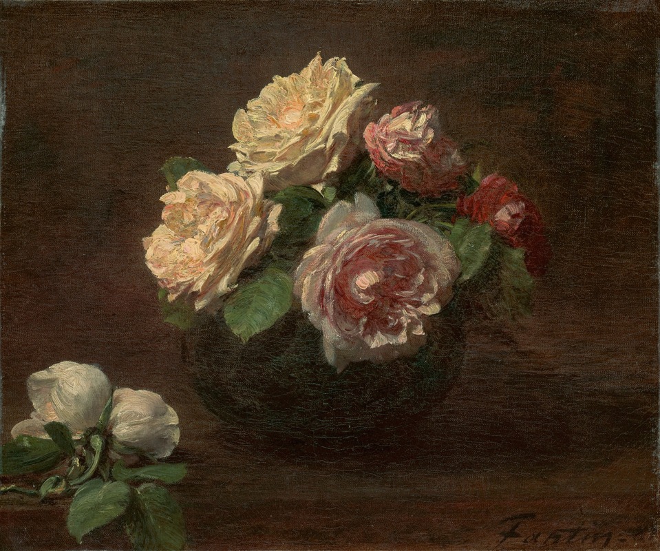 Roses in a Bowl by Анри Фантен-Латур, 1881 — digital art print download