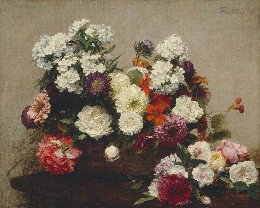 Still Life with Flowers by Анри Фантен-Латур, 1881 — digital art print download
