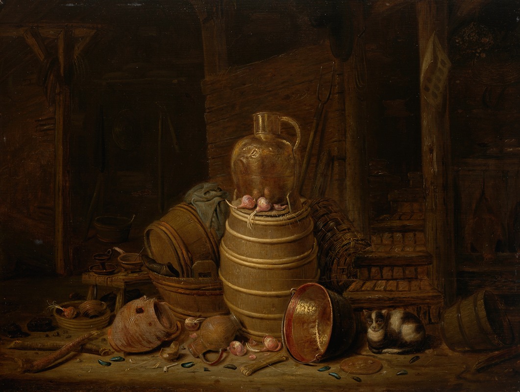 Still Life with a Barrel by Jan Spanjaert, 1640 — digital art print download