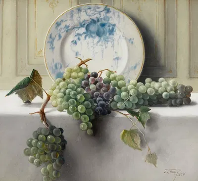 Still Life with Grapes by Джон Элвуд Банди, 1898 — digital art print download