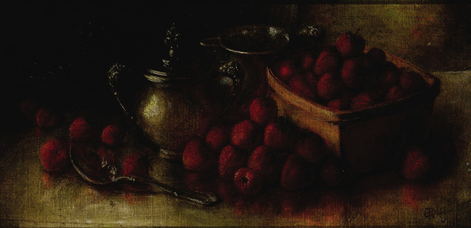 Still Life with Strawberries by Joseph H. Dille — digital art print download
