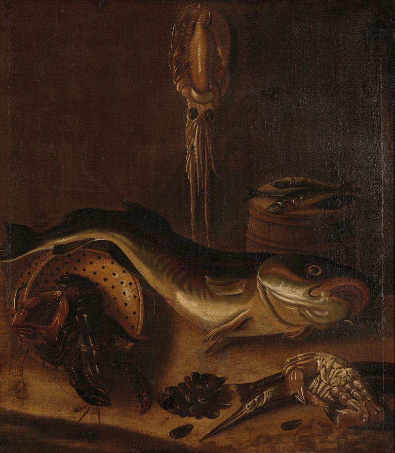 Still Life with Fish by A. van Doeff, 1625 - 1675 — digital art print download