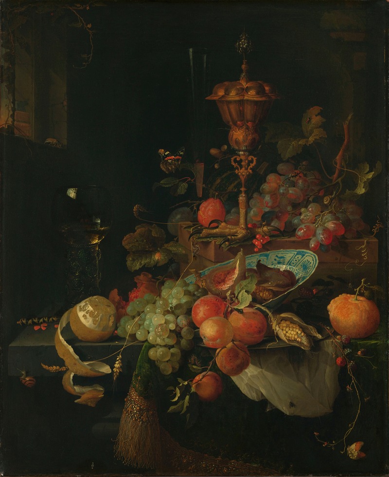 Still Life with Fruit and a Beaker on a Cock's Foot — Abraham Mignon