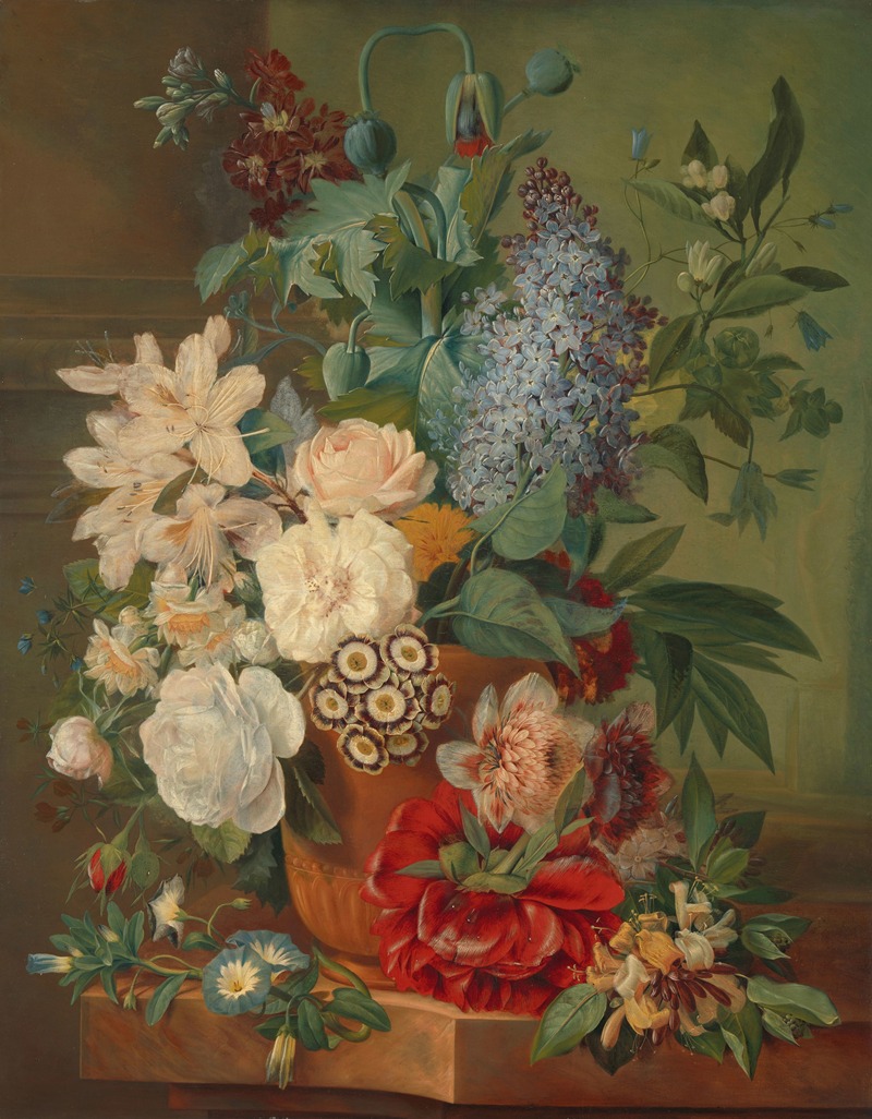 Flowers in a Terra Cotta Vase — Albertus Jonas Brandt