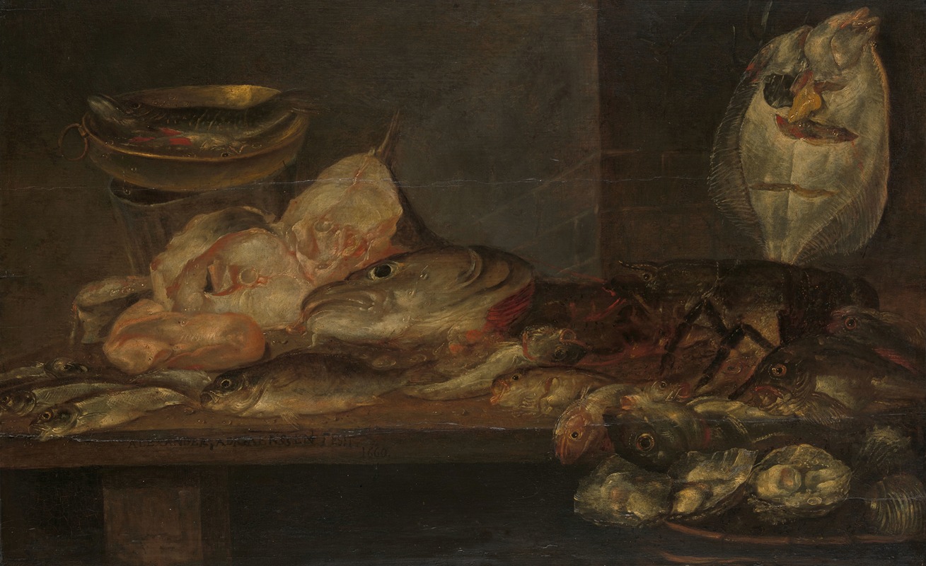 Still Life with Fish by Alexander Adriaenssen, 1660 — digital art print download