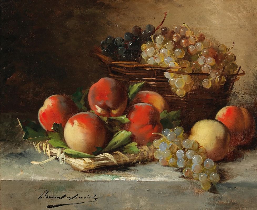 Still Life with Apples and Grapes by Артур-Алфред Брунель де Нёвиль — digital art print download