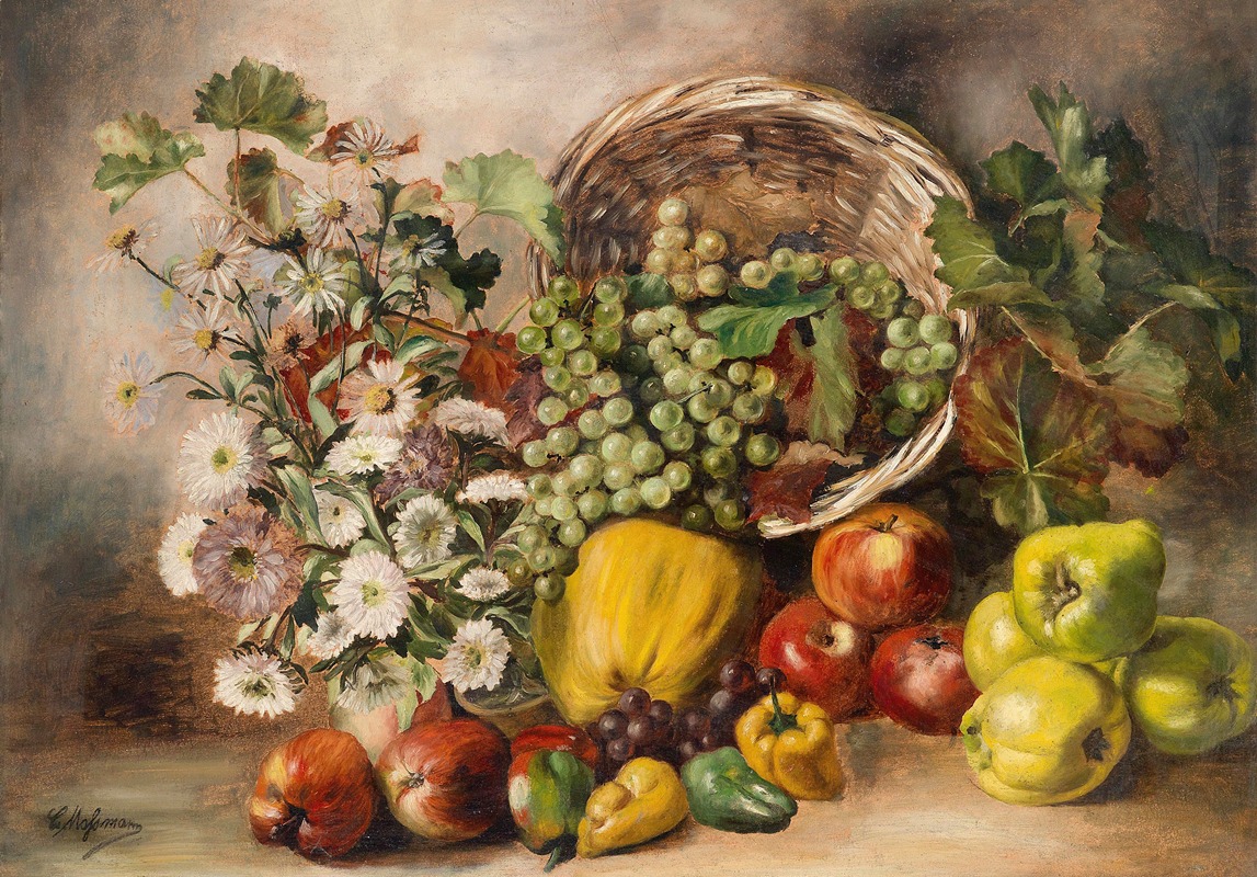 Stillleben mit Astern und Obstkorb by Карл Массманн — digital art print download