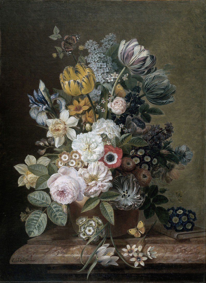 Still Life with Flowers by Eelke Jelles Eelkema, 1815 - 1839 — digital art print download