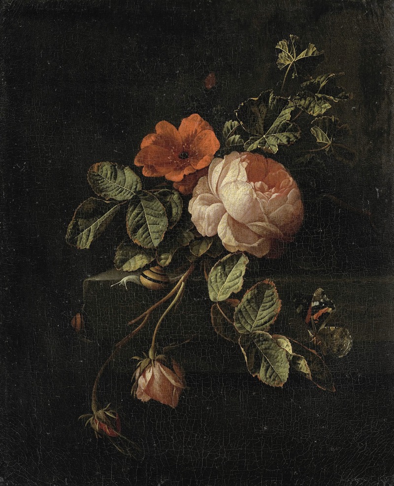 Still Life with Roses by Elias van den Broeck, 1670 - 1708 — digital art print download
