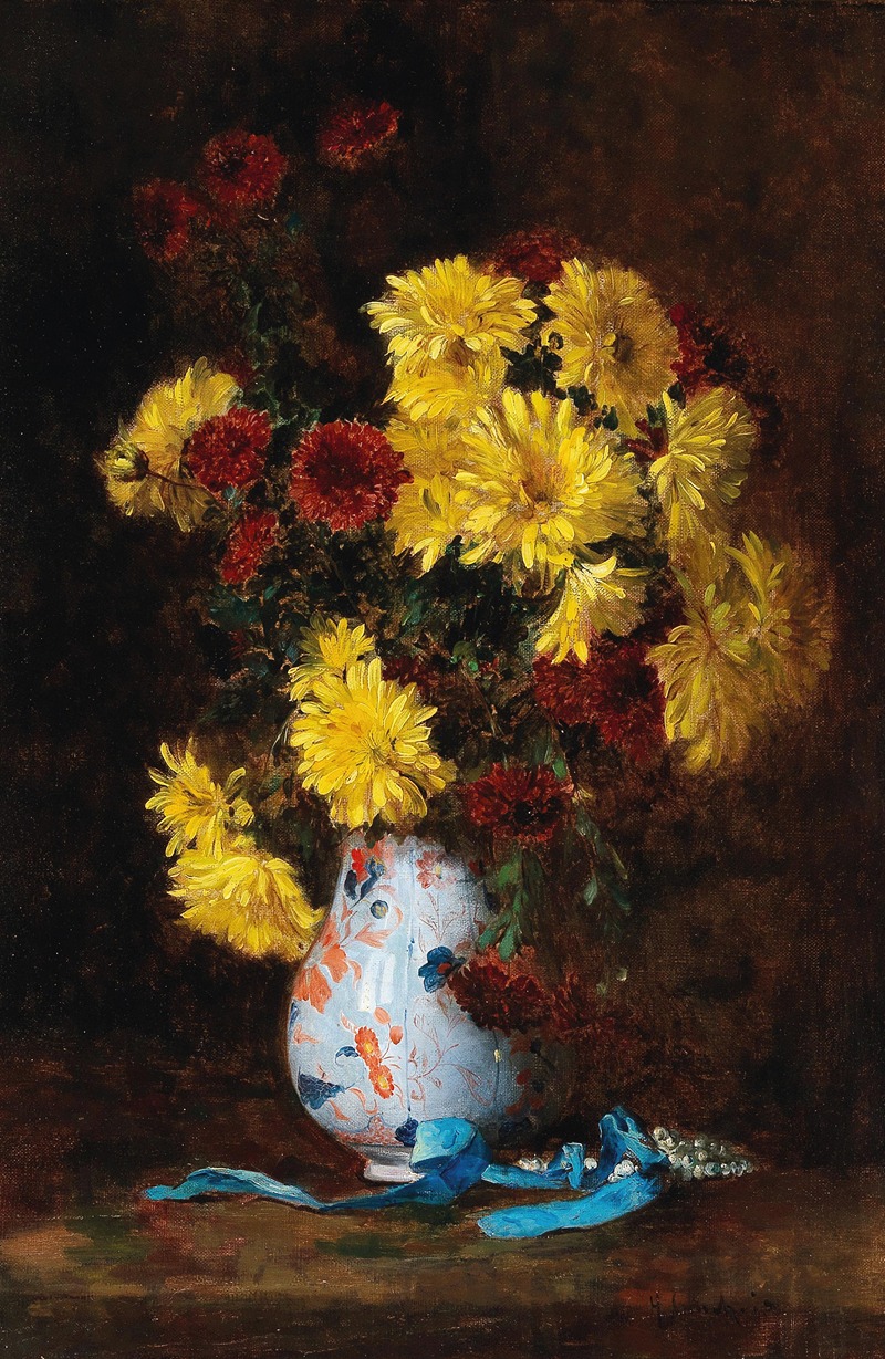Bouquet of Asters in a Vase — Eugène Henri Cauchois