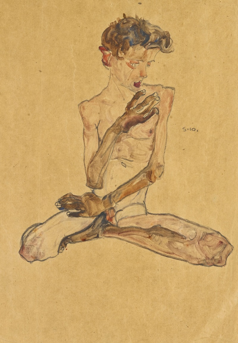 Sitzender Junge (Seated Boy) by Эгон Шиле, 1910 — digital art print download