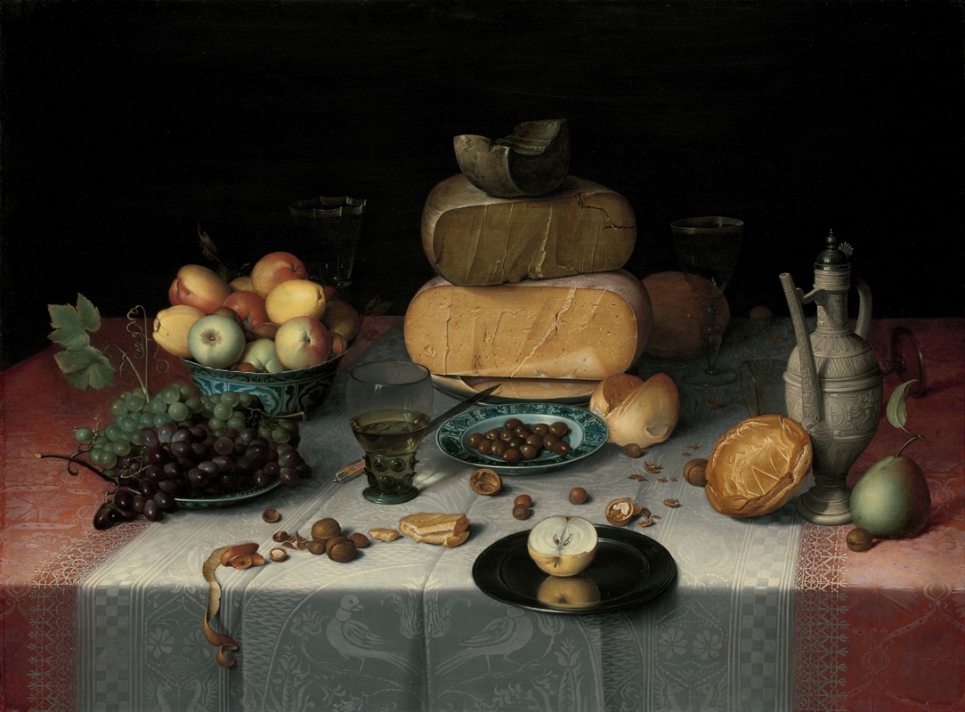 Still Life with Cheese by Floris Claesz. van Dijck, c. 1615 — digital art print download