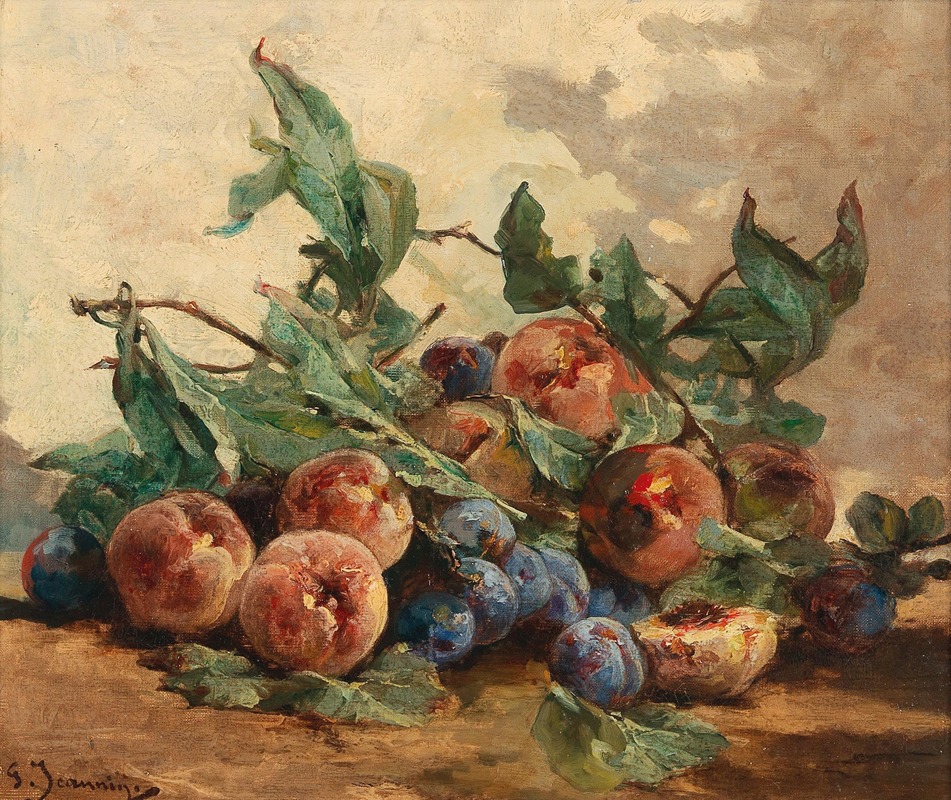 Still Life with Fruit, with Plums and Peaches — Georges Jeannin