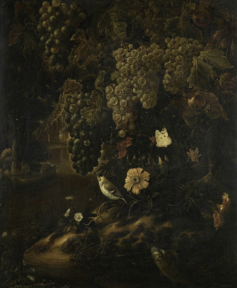 Grapes, Flowers and Animals by Isac Vromans, 1665 - 1719 — digital art print download
