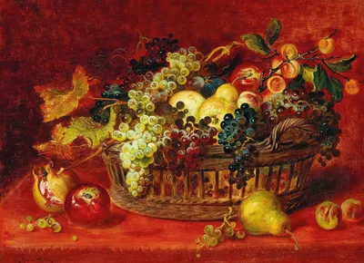 Still Life with Basket of Fruit by Ludwig Adam Kunz — digital art print download