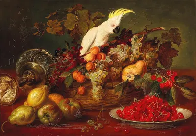 Large Still Life with Cockatoo by Ludwig Adam Kunz — digital art print download