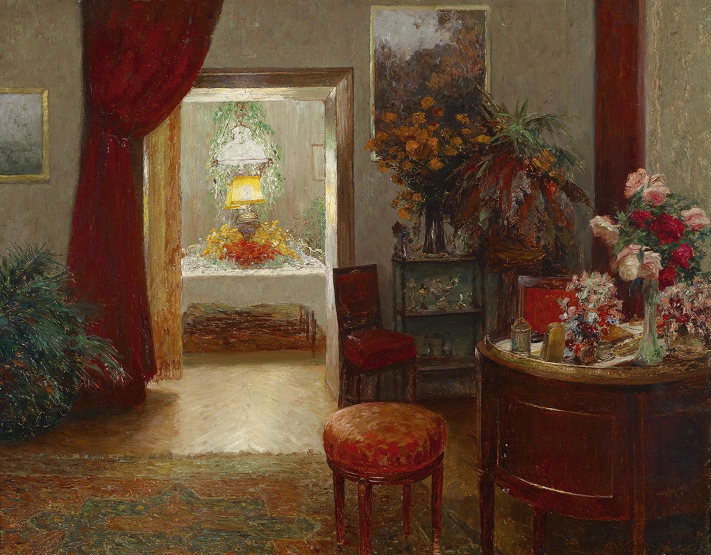 Interieur mit festlich gedecktem Tisch by Ольга Визингер-Флориан — digital art print download