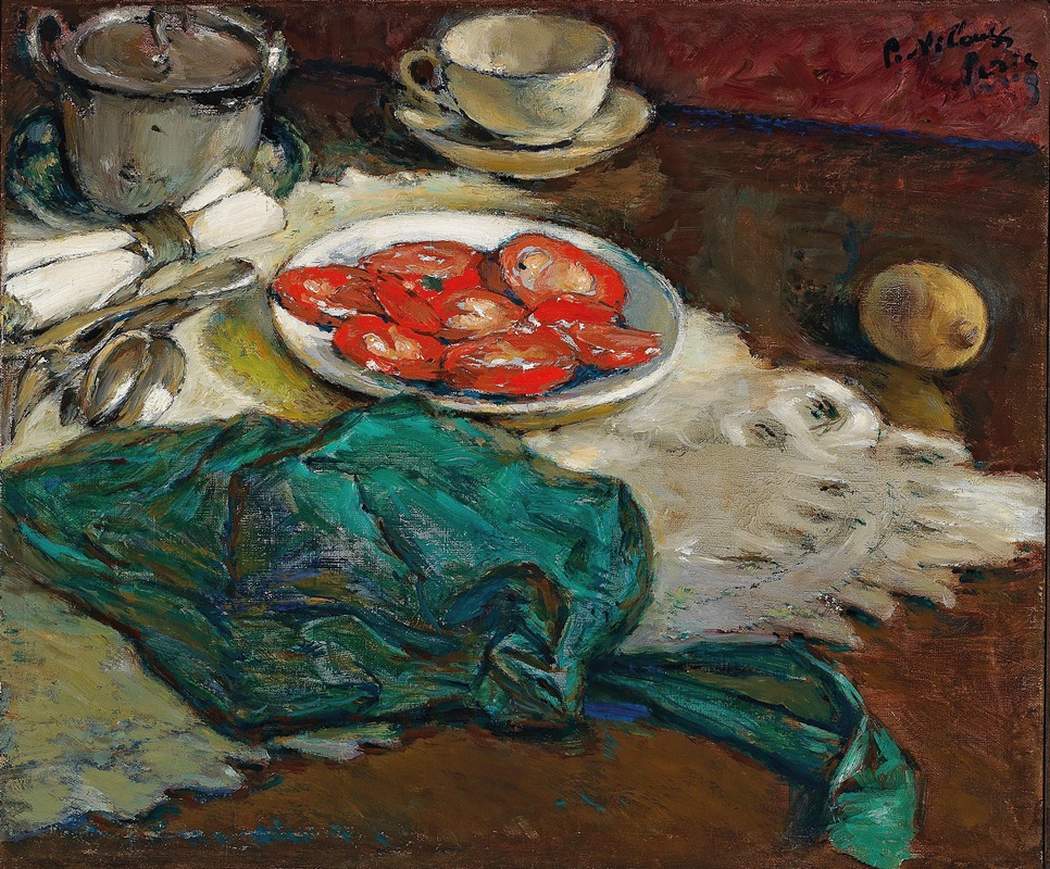 Tomates coupées et tablier vert by Пётр Александрович Нилус — digital art print download