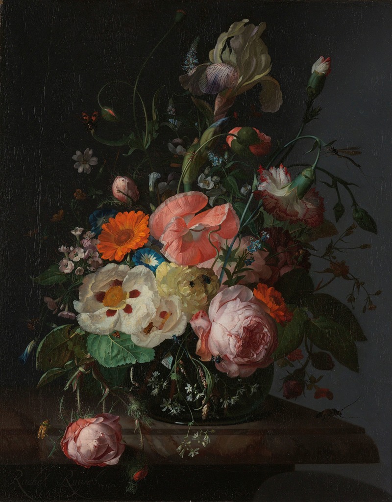 Still Life with Flowers on a Marble Tabletop — Rachel Ruysch
