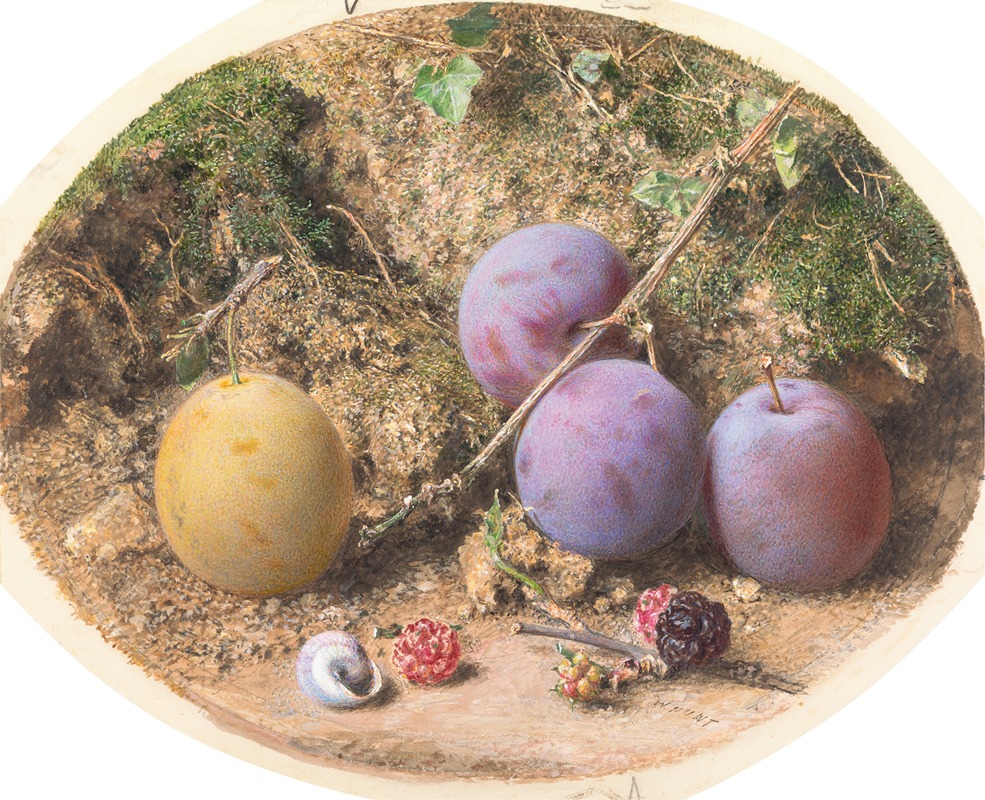 Plums and Mulberries by William Henry Hunt — digital art print download