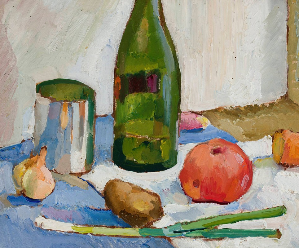 Still life with a green bottle by Зигмунт Валишевский — digital art print download