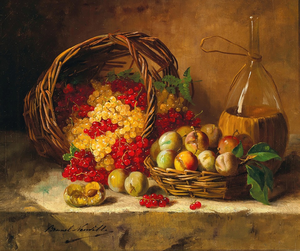 Still Life with Currants and Plums by Артур-Алфред Брунель де Нёвиль — digital art print download