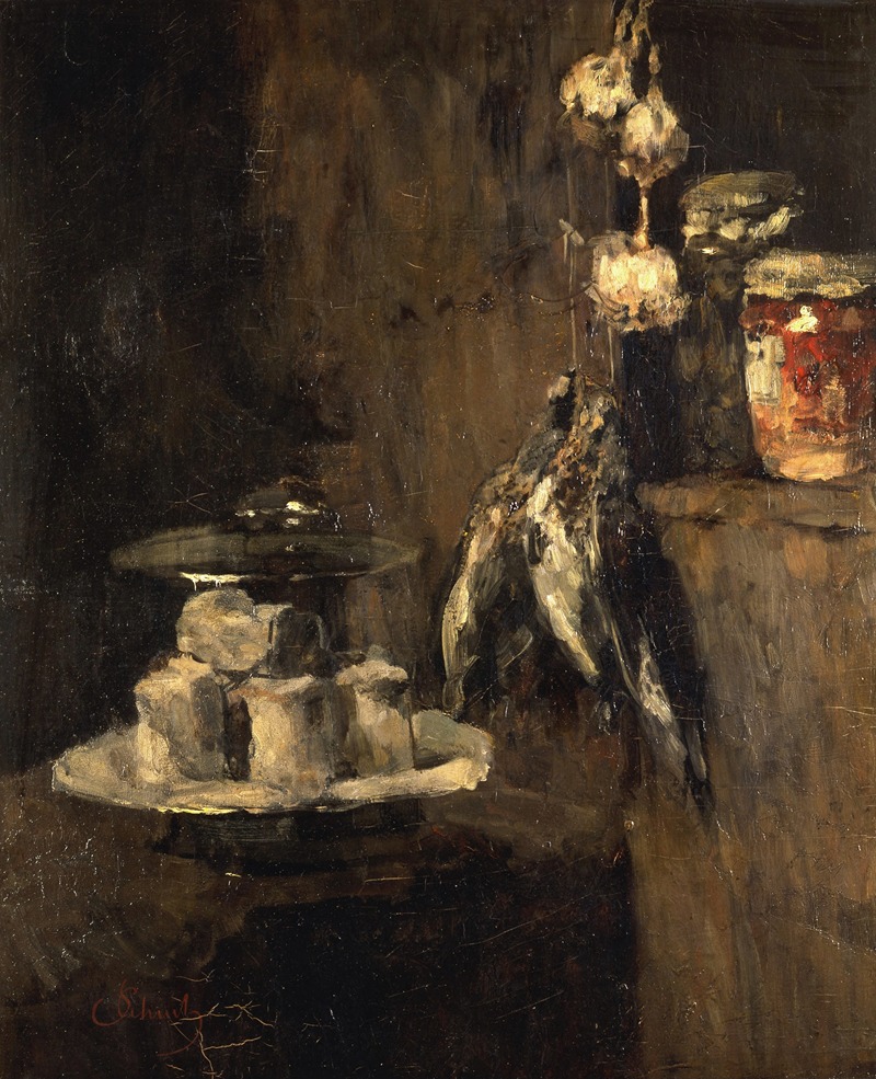Still Life with Partridges and Cheese by Карл Шух — digital art print download