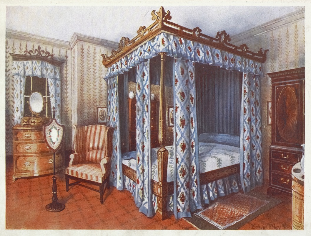 A heppelwhite bedroom. by Edwin Foley, 1910 - 1911 — digital art print download